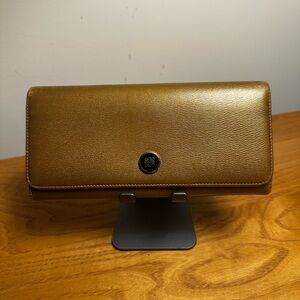Loewe Dark Gold Leather Flap Wallet